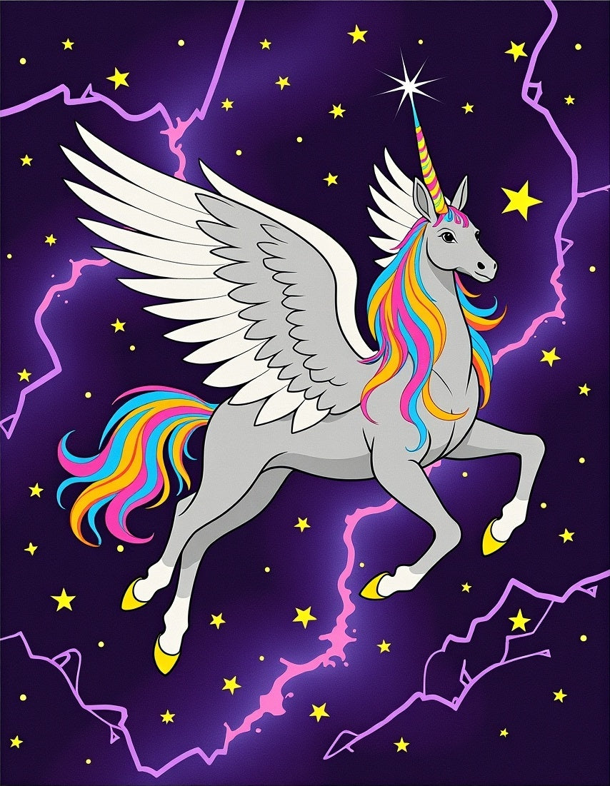 Mystical Rainbow Unicorn Galaxy Lightning Rug