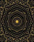 Golden Black Mandala Floral Harmony Rug