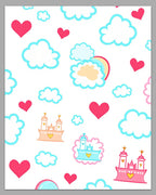 Whimsical Pink Castle Cloud Heart Rug
