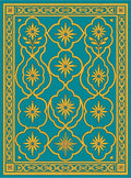 Teal and Gold Floral Arabesque Rug