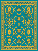 Teal and Gold Floral Arabesque Rug
