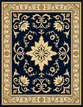 Classic Navy Floral Medallion Border Rug