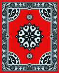 Scarlet Heart Bloom Border Art Rug