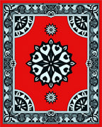Scarlet Heart Bloom Border Art Rug