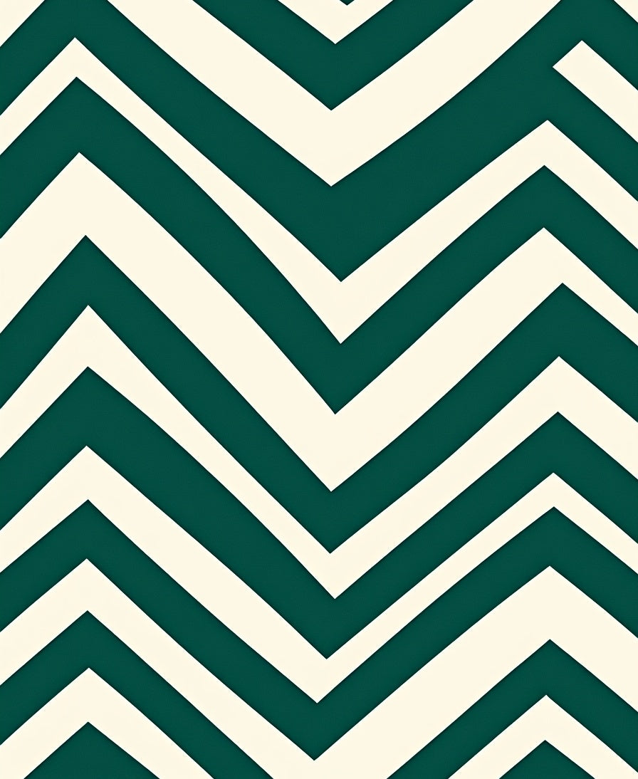 Deep Teal Cream Chevron Zigzag Rug