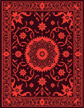 Rich Crimson Bloom Border Artwork Rug