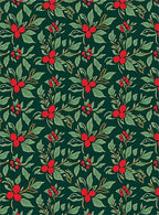 Deep Green Berry Branch Floral Rug