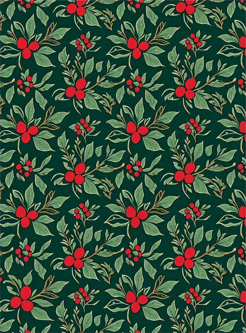 Deep Green Berry Branch Floral Rug