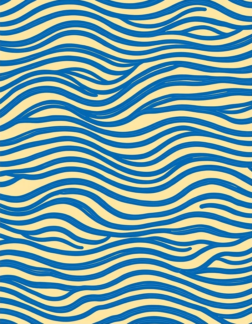 Radiant Blue Wave Lines Rug