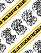 Abstract Black Butterfly Yellow Stripes Rug