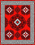 Bold Red Geometric Star Medallion Rug