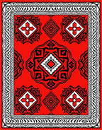 Bold Red Geometric Star Medallion Rug