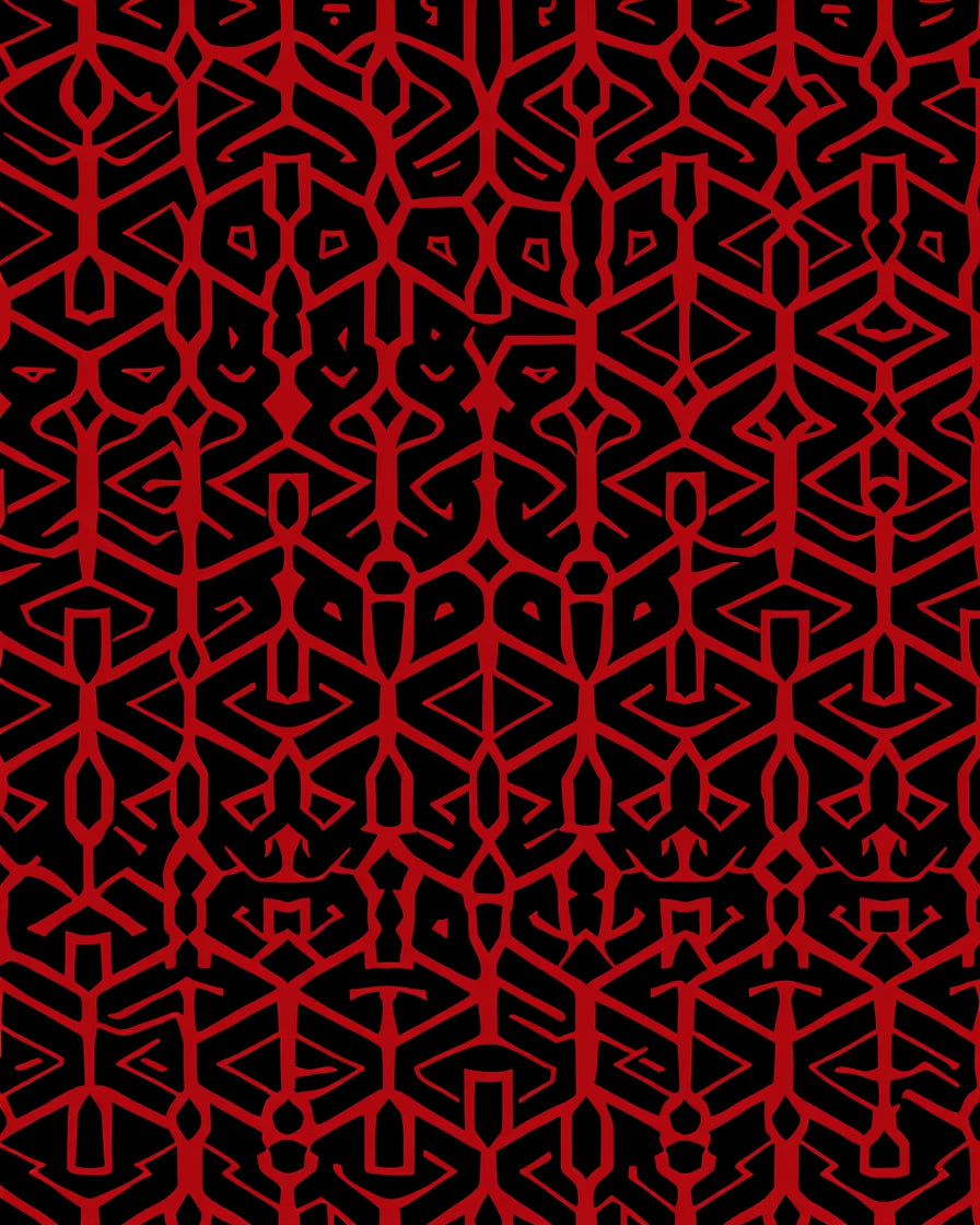 Bold Red Geometric Tribal Rug