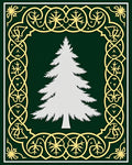 Evergreen Tree Gold Border Rug