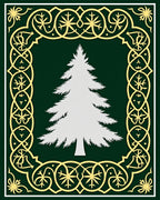 Evergreen Tree Gold Border Rug