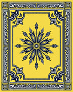 Bold Yellow Floral Star Medallion Rug