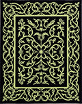 Black Light Green Ornate Floral Rug