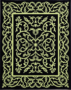 Black Light Green Ornate Floral Rug