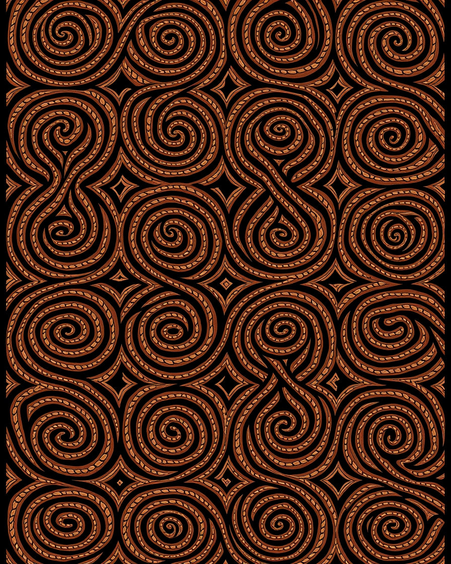 Brown Swirling Tribal Links Rug