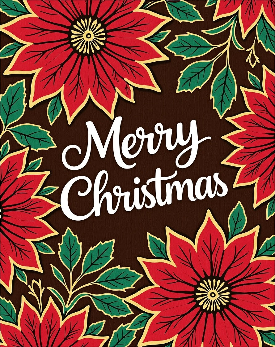 Crimson Poinsettia Festive Holiday Rug