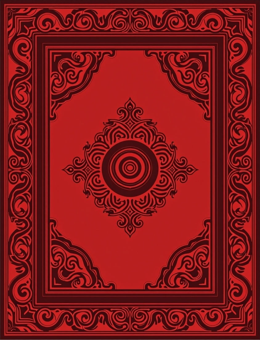 Crimson Red Ornate Border Medallion Rug