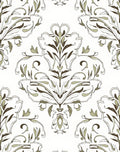 Earthy Tone Scrolling Floral Damask Rug