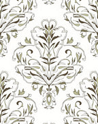 Earthy Tone Scrolling Floral Damask Rug