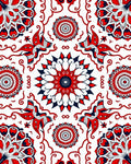 Red Blue White Floral Mandala Arrangement Rug