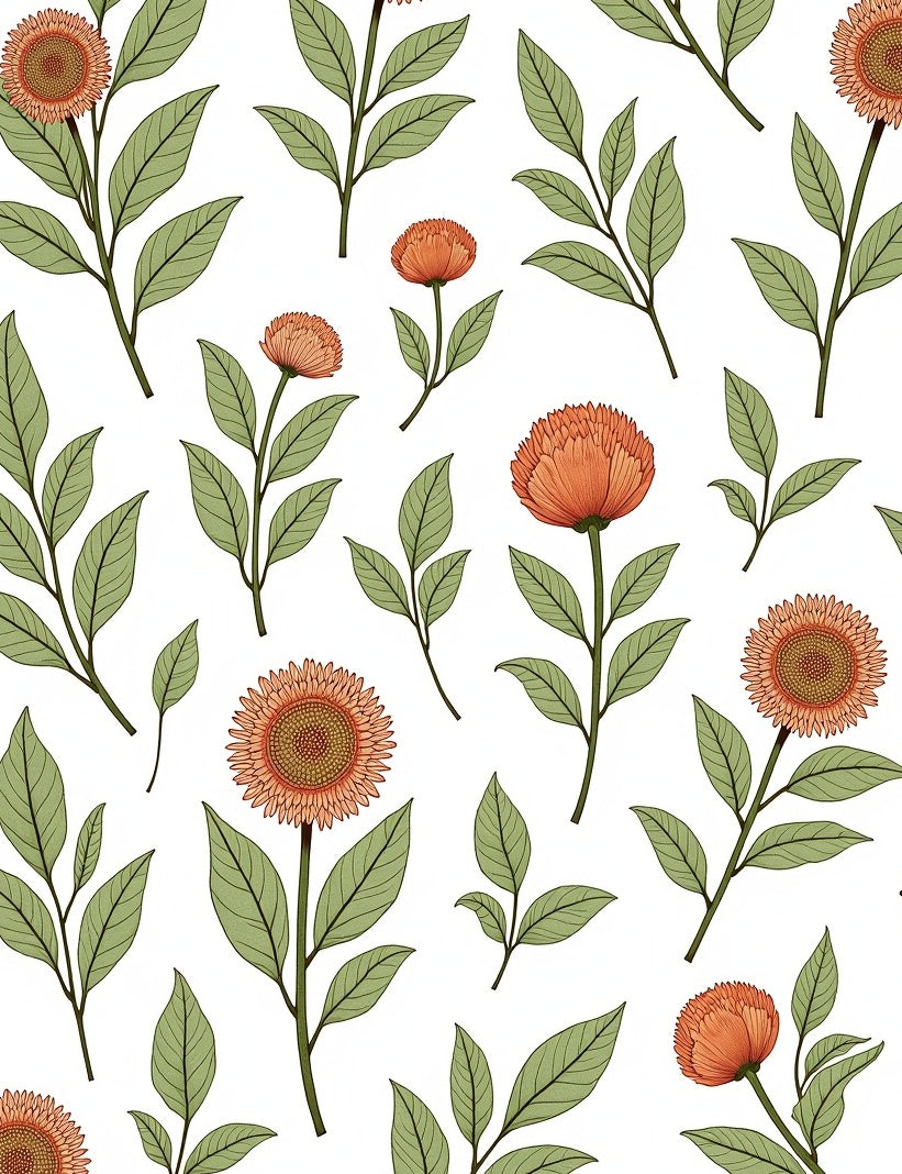 Coral Sunflower Botanical Garden Rug