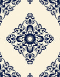 Navy Floral Diamond Tile Rug