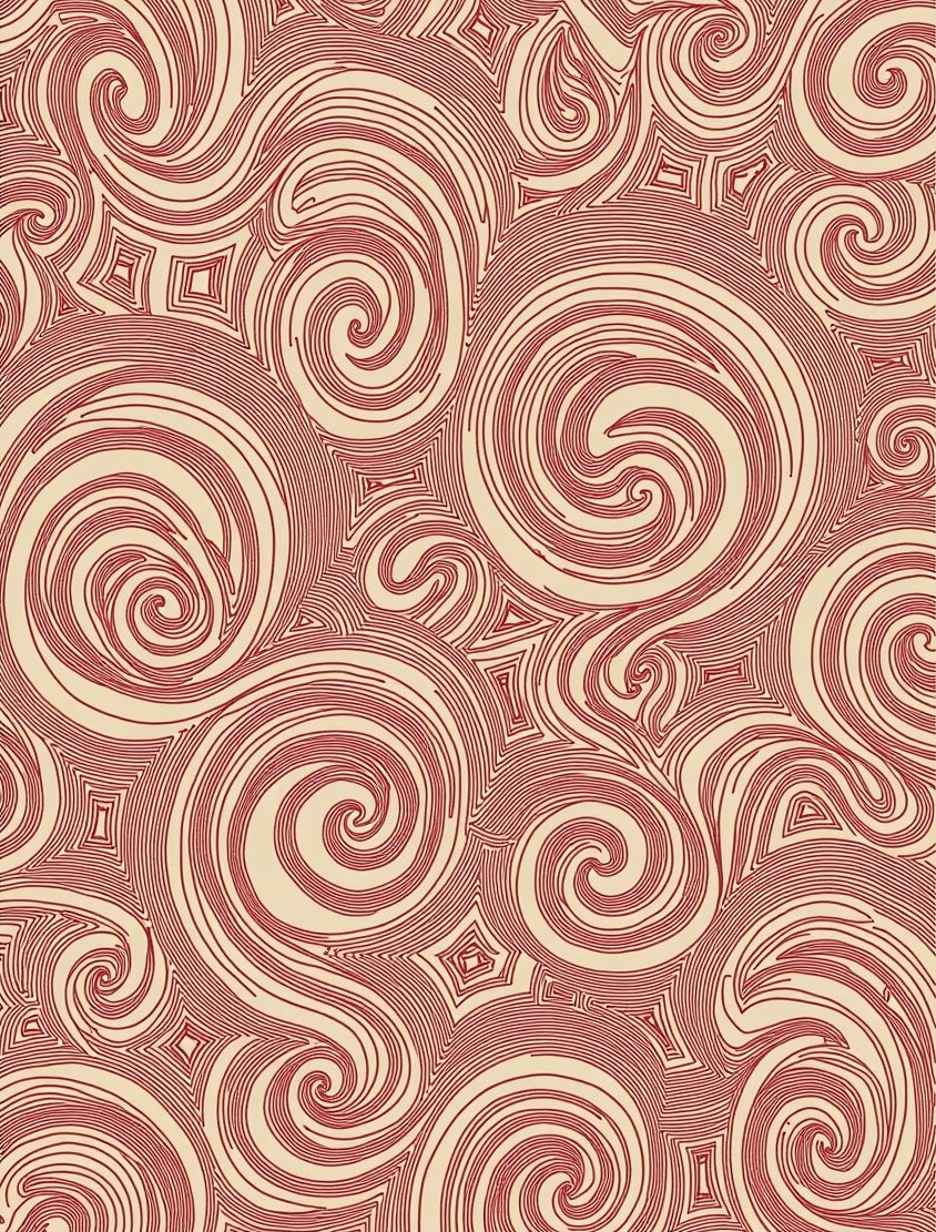 Crimson Swirl Abstract Geometric Rug