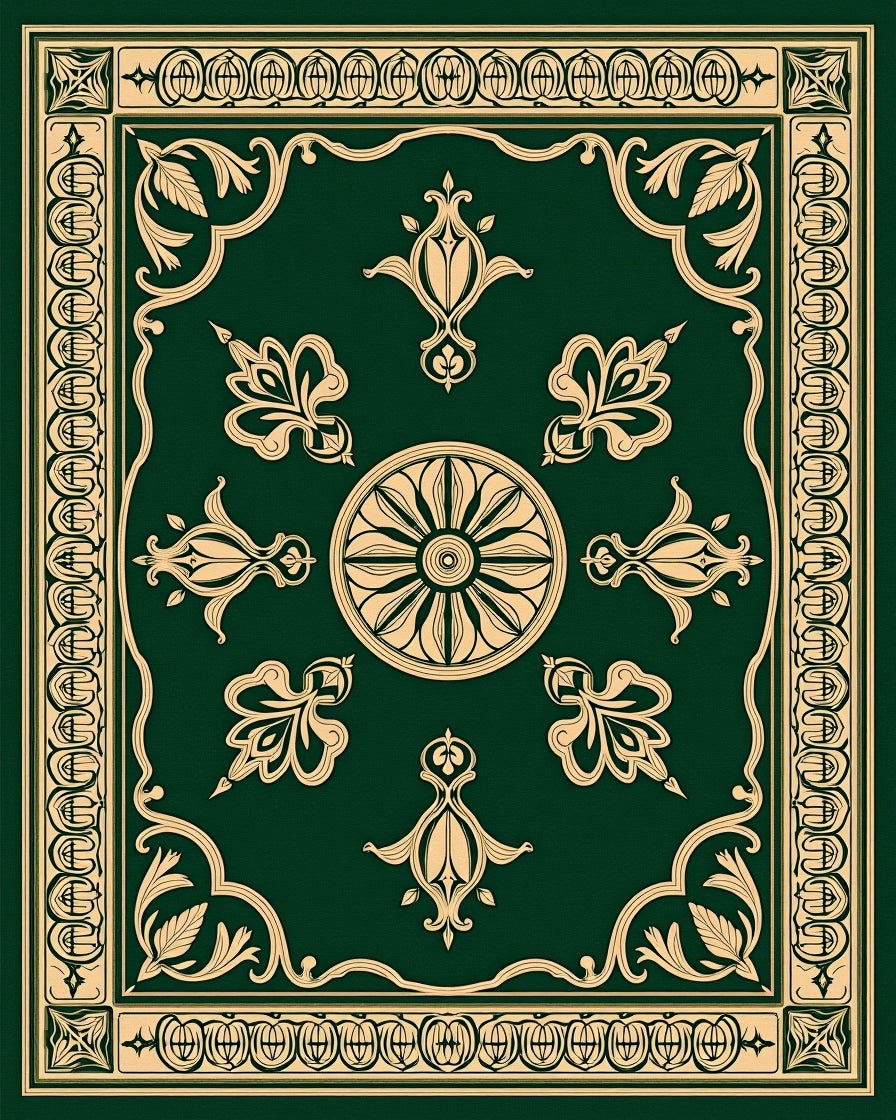 Emerald Vintage Fleur-de-lis Mandala Rug