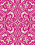 Vibrant Fuchsia Cream Floral Swirl Rug