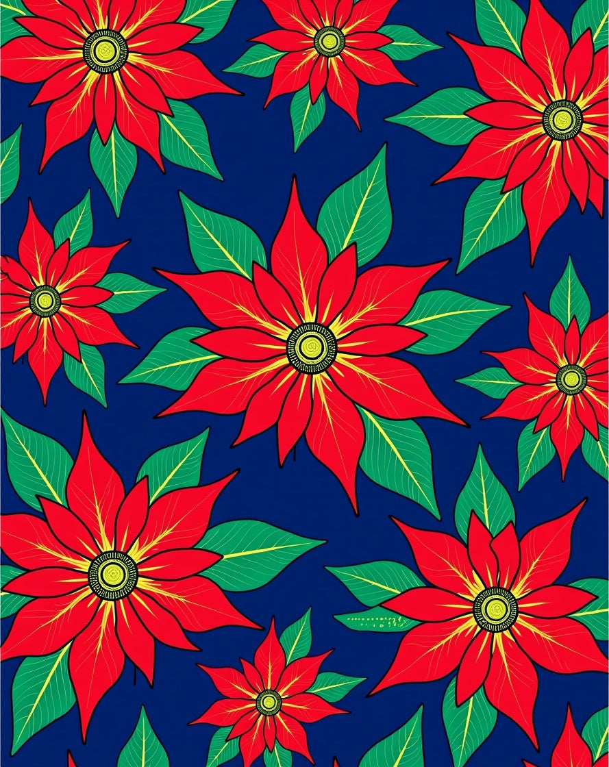 Bold Red Floral Poinsettia Garden Rug
