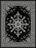 Black Silver Ornate Medallion Flourish Rug
