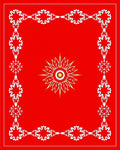 Red White Symmetrical Floral Star Rug