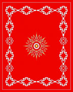 Red White Symmetrical Floral Star Rug
