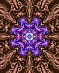 Vibrant Purple Floral Medallion Brown Symmetrical Rug