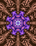 Vibrant Purple Floral Medallion Brown Symmetrical Rug