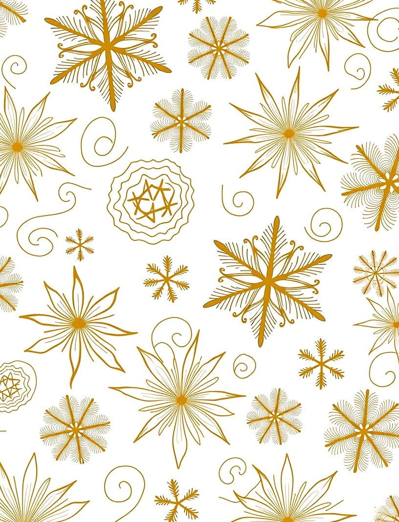 Golden Snowflake Swirl Whimsical Rug