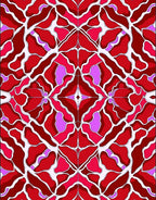 Crimson Pink White Organic Symmetry Rug