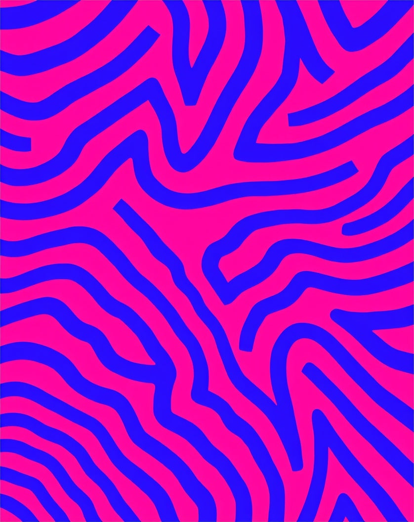 Vibrant Pink Blue Zebra Stripes Rug