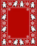 Red White Gingerbread Snowflakes Border Rug