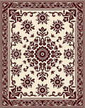 Rich Crimson Floral Sunburst Medallion Rug