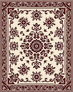 Rich Crimson Floral Sunburst Medallion Rug