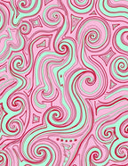 Pink Swirls with Red Lines Abstract Rug