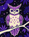 Purple Starry Night Owl On Branch Rug