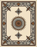 Rich Brown Ornate Medallion Frame Rug