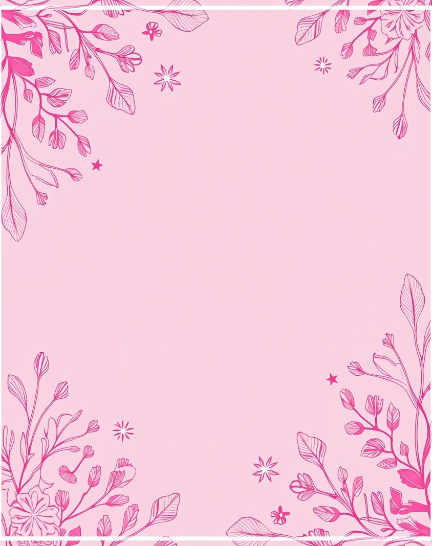 Pink Botanical Floral Vignette Rug