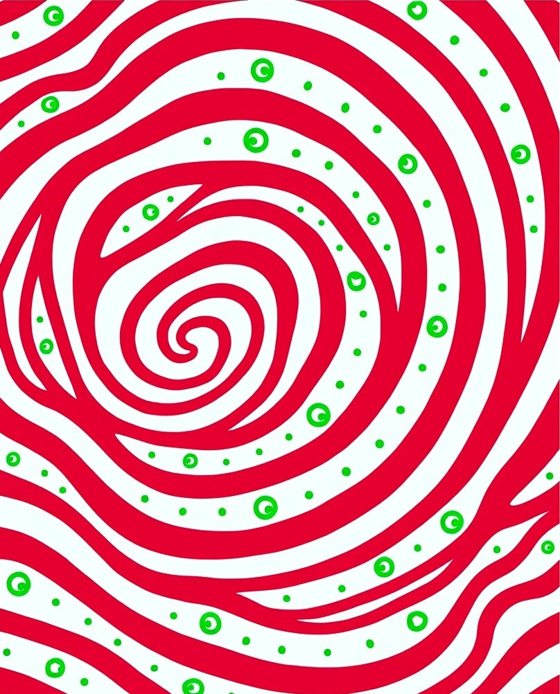 Crimson Swirl Circles Rug